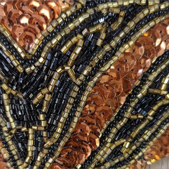 Vintage Magid cumber belt sequined black  size M/L - Picture 3 of 8